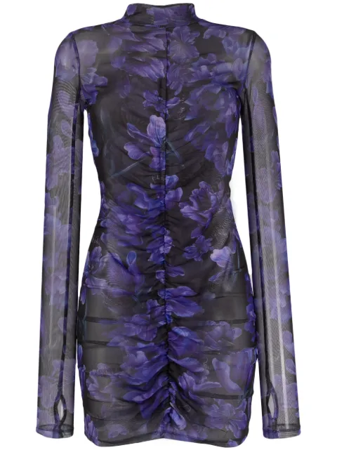 Philipp Plein long-sleeve mini dress flowers Black AACCWRG2761PTE003N