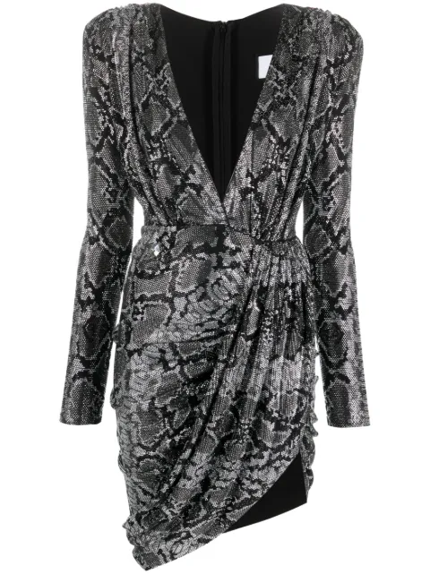 Philipp Plein plunging V-neck rhinestone minidress Silver AACCWRG2744PTE003N