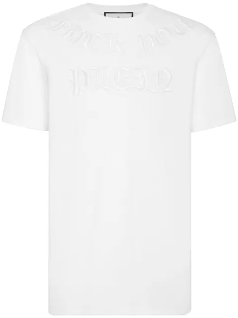 Philipp Plein Gothic logo-embossed T-shirt White AACCMTK6674PJY002N