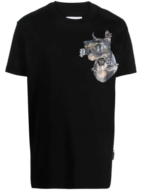 Philipp Plein graphic-print cotton T-shirt Black AACCMTK6666PJY002N