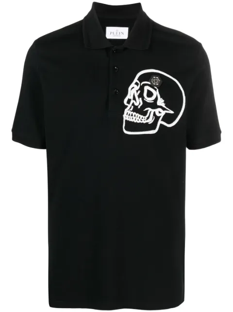Philipp Plein piqué skull-detail polo shirt Black AACCMTK6565PJY002N