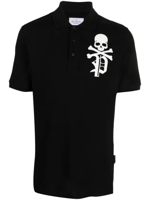 Philipp Plein Skull & Bones piqué polo shirt Black AACCMTK6564PTE003N