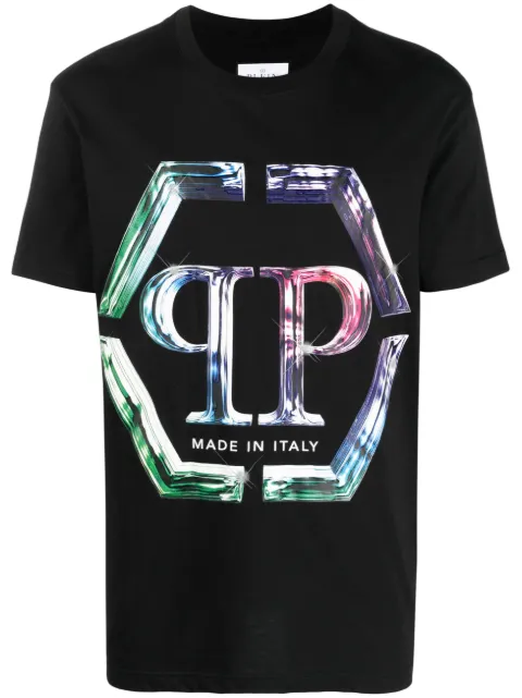 Philipp Plein logo-print cotton T-shirt Black AACCMTK6219PJY002N