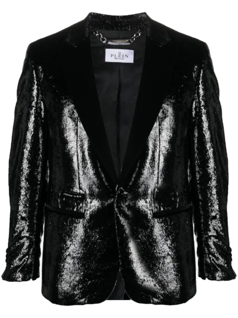Philipp Plein metallic-effect single-breasted blazer Black AACCMRF1726PTE170N
