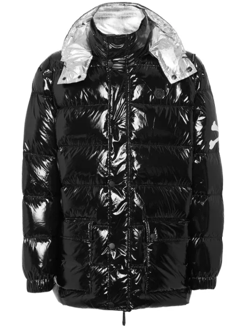 Philipp Plein skull-print detachable-hood padded coat Black AACCMRA0497PNY002N