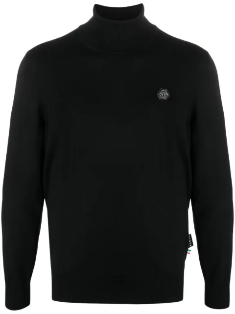 Philipp Plein roll-neck merino wool jumper Black AACCMKK0250PKN002N