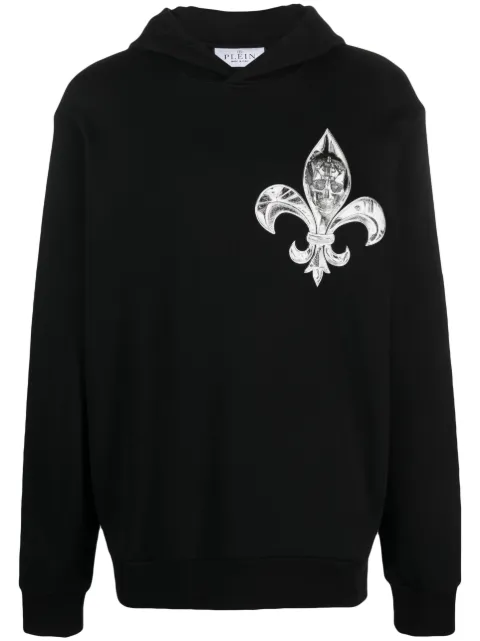 Philipp Plein Chrome skull-print cotton hoodie Black AACCMJB3152PJO002N