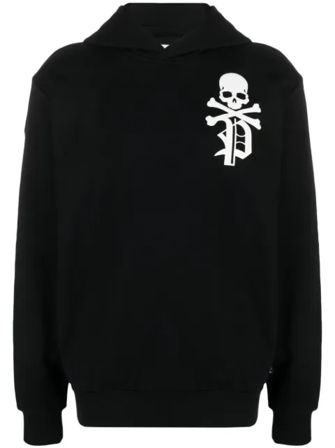 Philipp Plein Gothic Plein logo-flocked cotton hoodie Black AACCMJB3137PJO002N