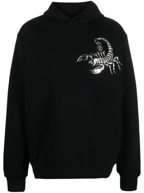Philipp Plein Scorpion appliqué-detail cotton hoodie Black AACCMJB3132PJO002N