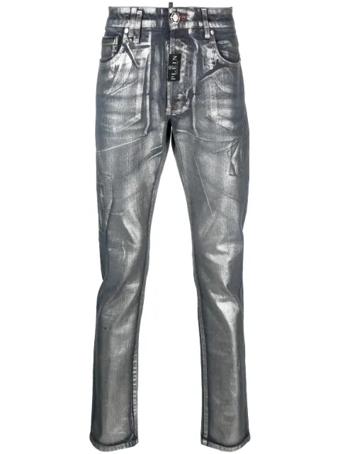 Philipp Plein metallic-effect straight-leg jeans Blue AACCMDT3661PDE004N