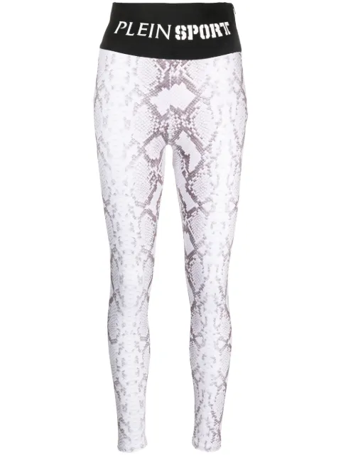 Plein Sport snake-print cotton leggings Grey AACCWJT1782SXV018N