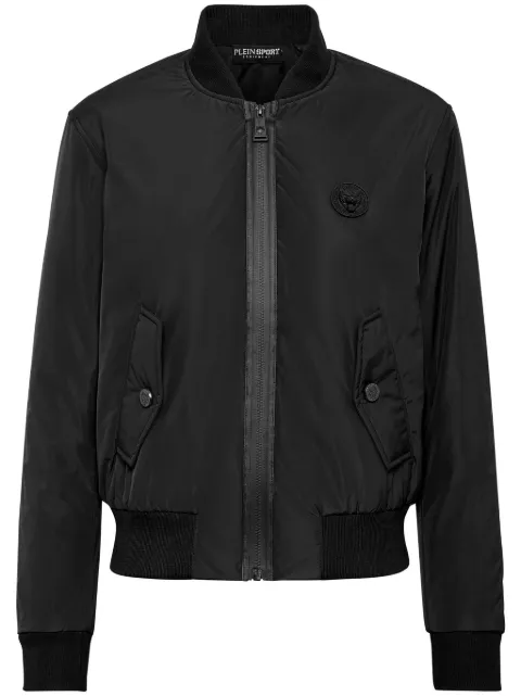 Plein Sport logo-patch zip-up bomber jacket Black AACCWRB1267SXV005N