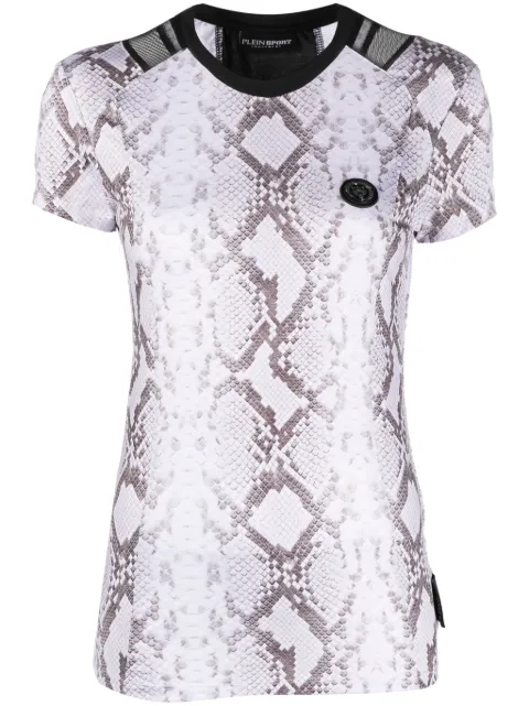 Plein Sport snake-print logo-lettering top Grey AACCWTK3032SXV018N