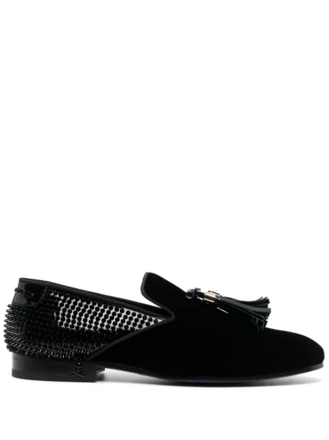 Philipp Plein Studs velvet loafers Black AACSMSB0710PLE132N