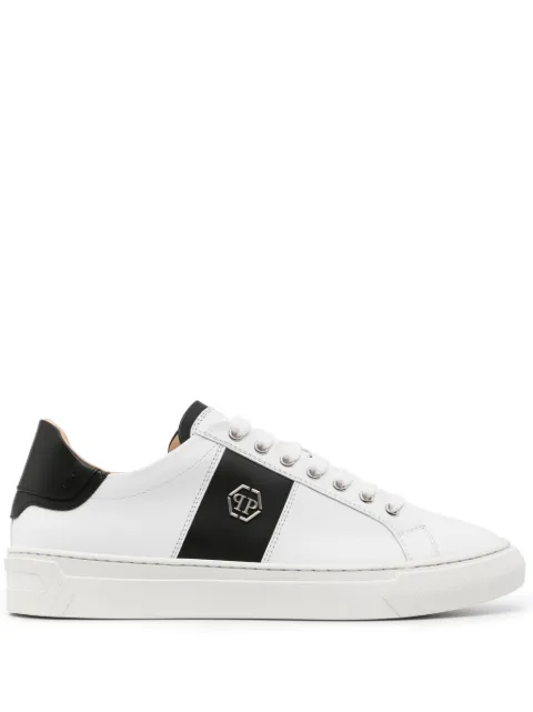 Philipp Plein logo-plaque leather sneakers White AACSMSC3905PLE075N