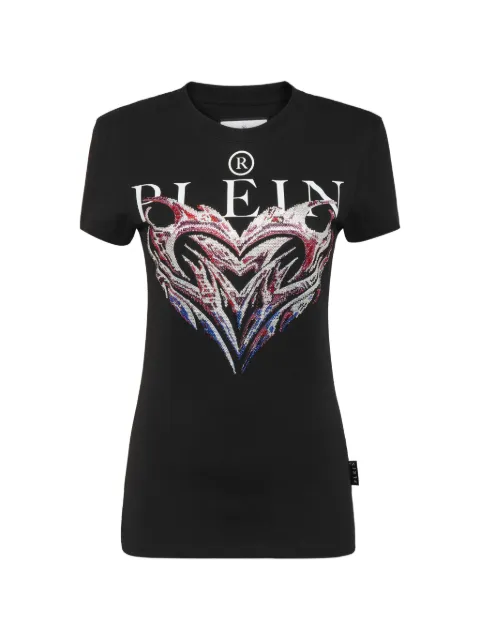 Philipp Plein crystal-embellished logo-print T-shirt Black AACCWTK3013PJY002N