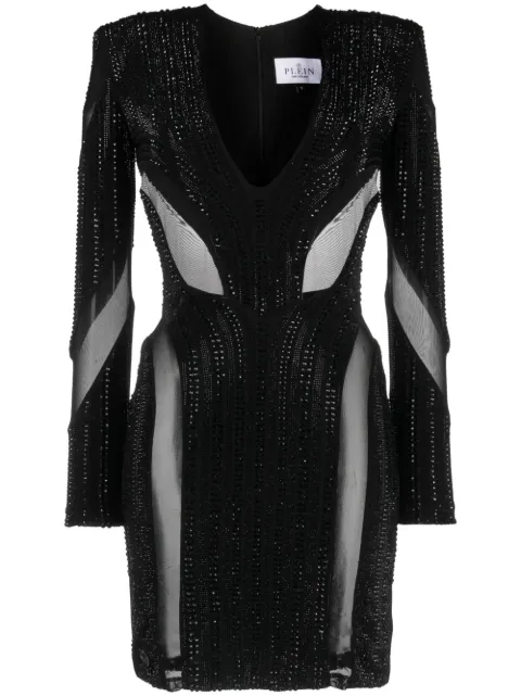 Philipp Plein padded crystal-embellished minidress Black AACCWRG2735PJY002N