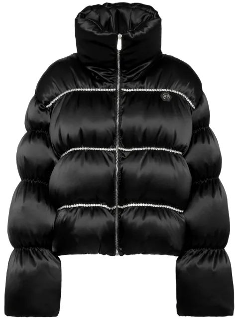 Philipp Plein crystal-embellished down jacket Black AACCWRB1269PNY002N