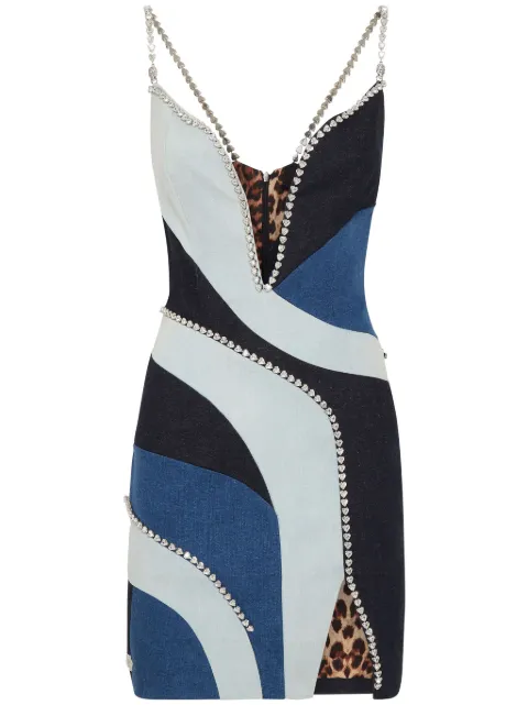 Philipp Plein denim-patchwork mini dress Blue AACCWDG0133PDE004N
