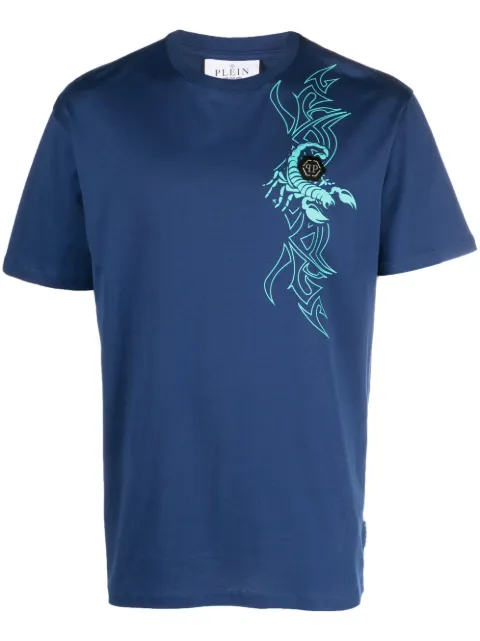 Philipp Plein SS Chrome logo-patch T-shirt Blue AACCMTK6605PJY002N
