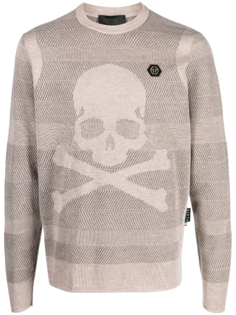 Philipp Plein Skull&Bones wool-blend jumper Neutrals AACCMKO1272PKN002N