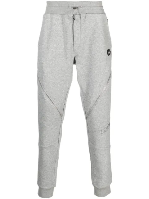 Philipp Plein Constructed decorative-zip cotton track pants Grey AACCMJT2173PJO002N
