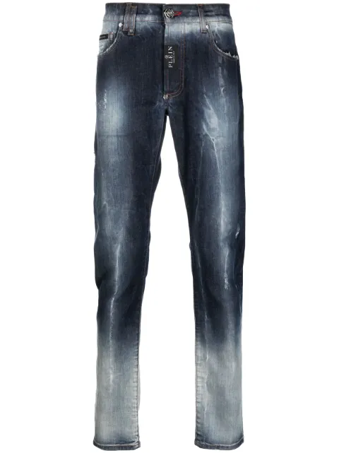 Philipp Plein distressed straight-leg jeans Blue AACCMDT3659PDE004N