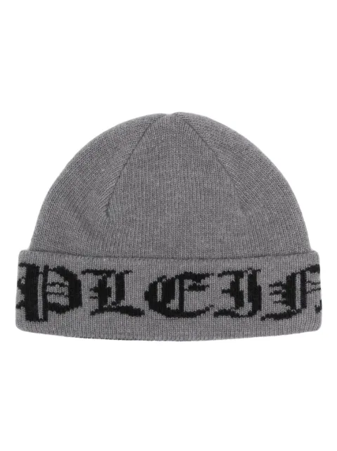 Philipp Plein gothic plein wool beanie hat Grey AACAUAC0459PTE076N