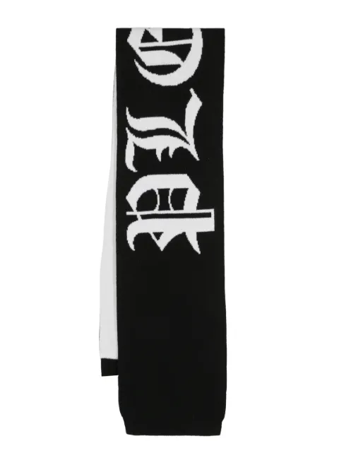Philipp Plein Gothic Plein intarsia knit-logo scarf Black AACAUAA0273PTE076N