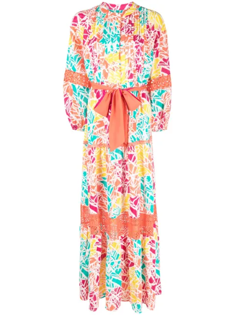 DVF Diane von Furstenberg graphic-print tied-waist dress Orange DVFDL1R013
