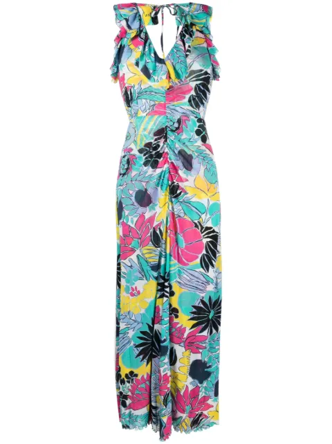 DVF Diane von Furstenberg floral-print ruffle-collar dress Blue DVFDS1R045