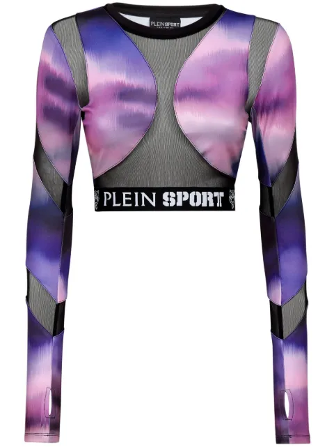 Plein Sport abstract-print long-sleeved top Purple AACCWJK0109SXV018N