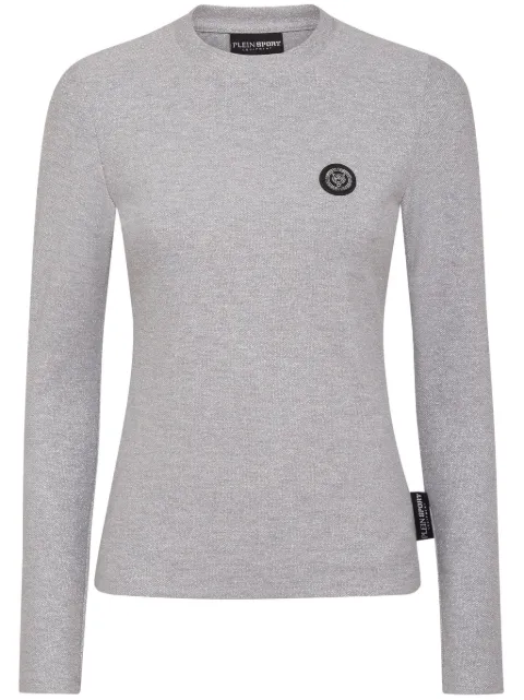 Plein Sport glitter-embellished logo-patch T-shirt Grey AACCWTK3036STE003N