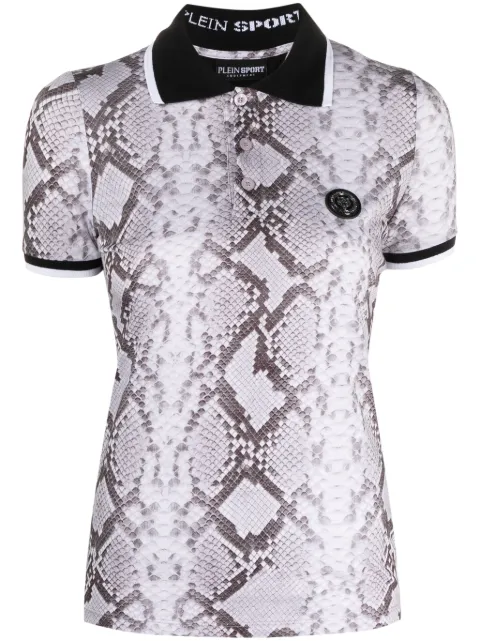 Plein Sport snake-print logo-lettering top Grey AACCWTK3037SJY001N