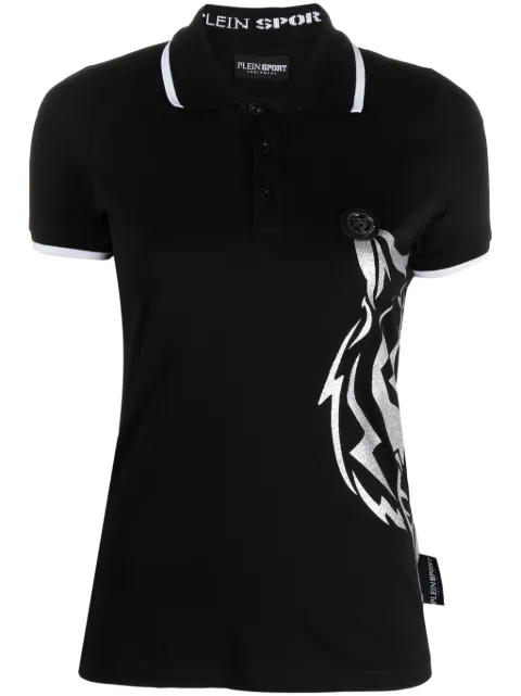 Plein Sport logo-print cotton polo shirt Black AACCWTK2963SJY001N