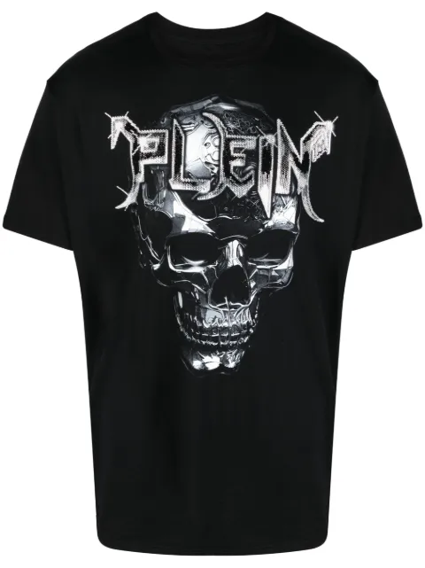 Philipp Plein logo-patch round-neck T-shirt Black AACCMTK6574PJY002N