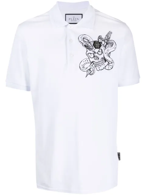 Philipp Plein Snake cotton polo shirt White AACCMTK6566PTE003N