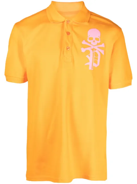 Philipp Plein skull-print short-sleeve polo shirt Orange AACCMTK6564PTE003N