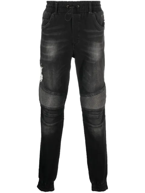 Philipp Plein drawstring-waist tapered jeans Black AACCMDT3641PDE004N
