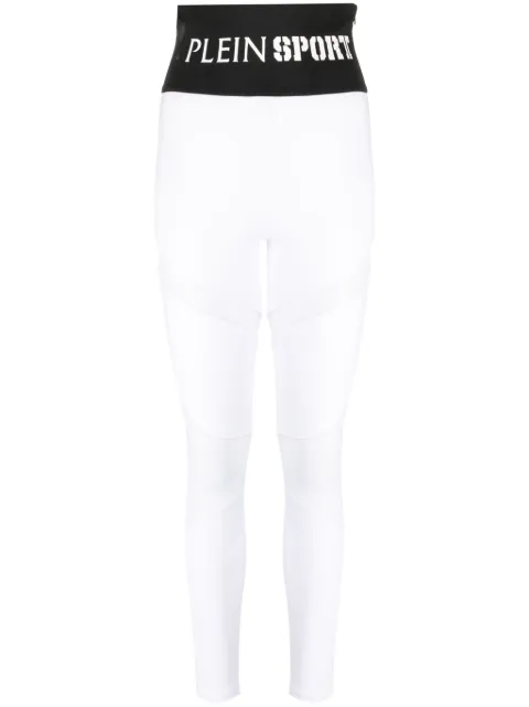 Plein Sport elasticated logo-waistband leggings White AACCWJT1761SXV018N