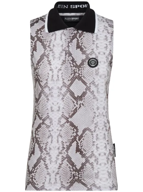 Plein Sport snakeskin-print sleeveless polo shirt Neutrals AACCWTK3033SJY001N