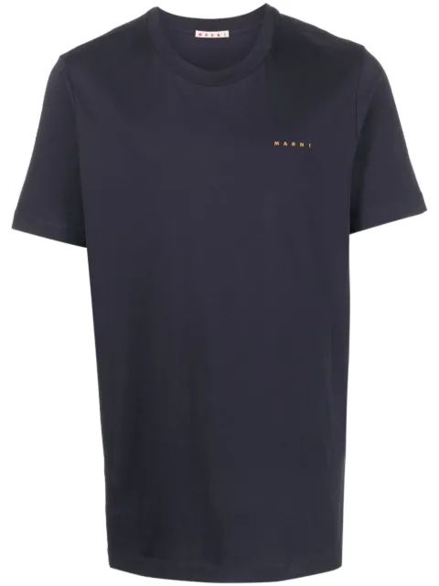 Marni logo-print T-shirt Blue HUMU0198X1UTCZ57
