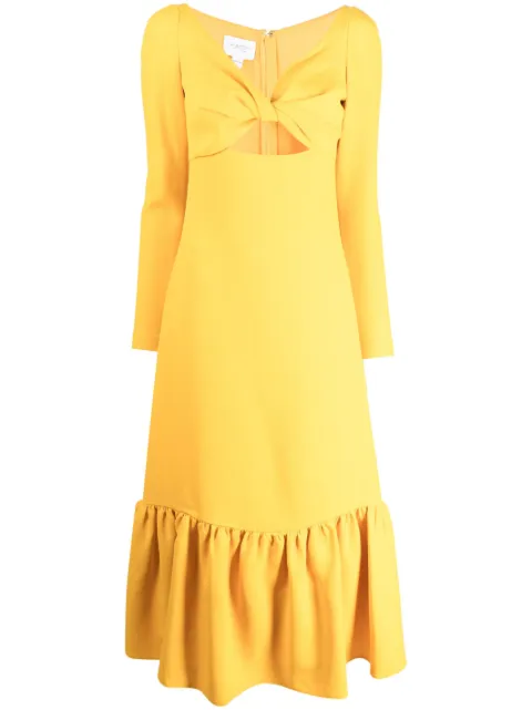 Giambattista Valli Twist-front midi dress Yellow 23SSPVTE510203ACE