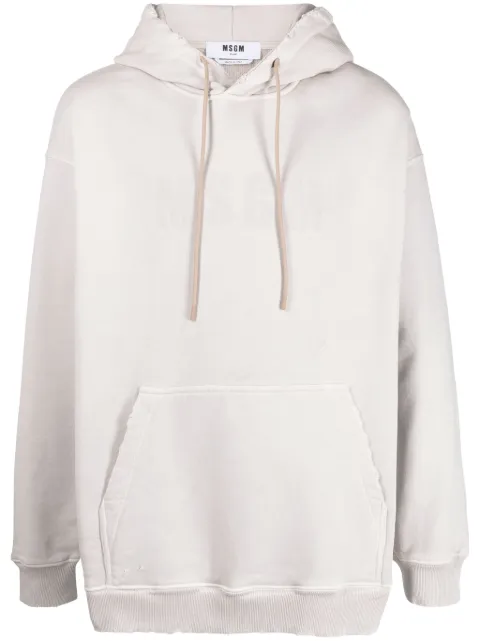 MSGM tonal logo-print cotton hoodie Grey 3540MM87237599