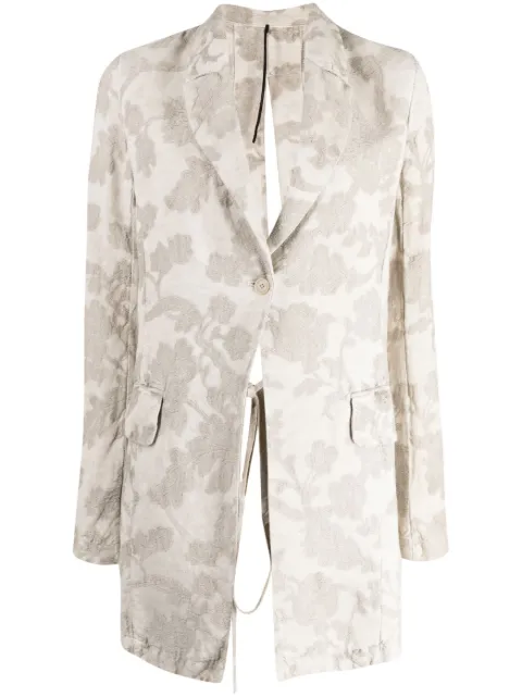 Masnada embroidered-flower blazer Neutrals 7430