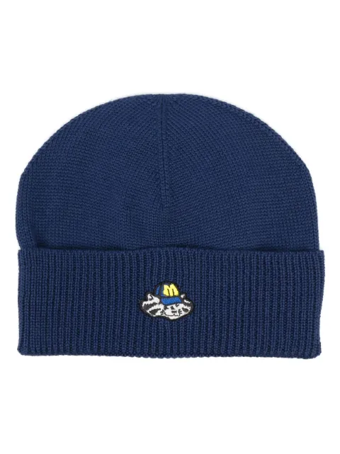 MSGM logo-patch knitted beanie Blue 3540ML07237578