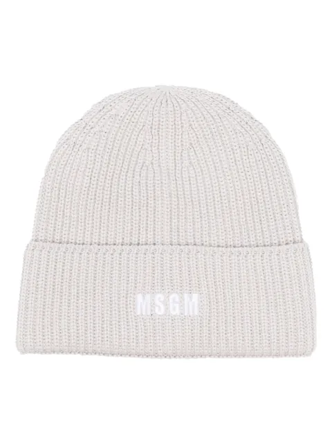 MSGM logo-embroidered ribbed-knit beanie Grey 3540ML06237578