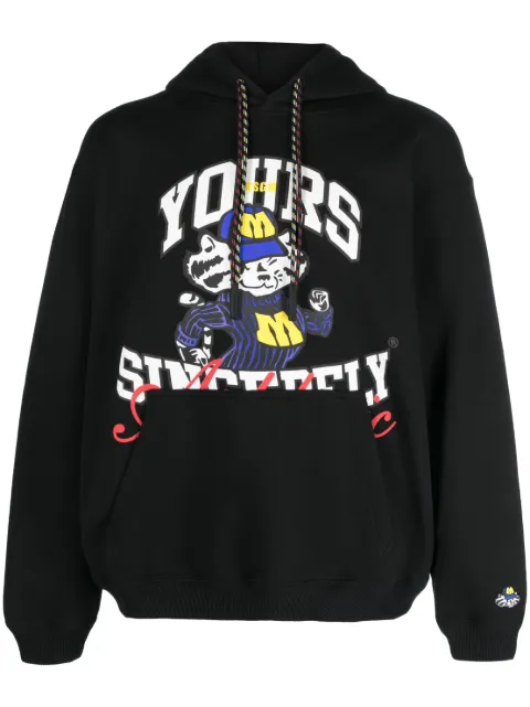 MSGM graphic-print cotton hoodie Black 3540MM85237795