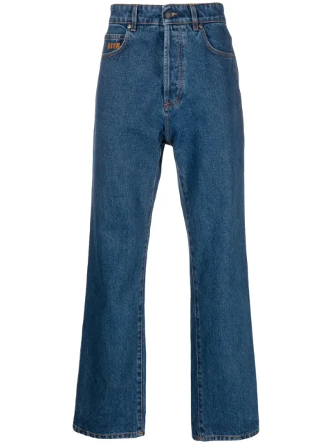 MSGM logo-embroidered straight-leg jeans Blue 3540MP249L237593