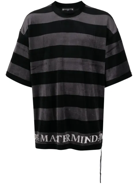 Mastermind World logo-print towelling-finish T-shirt Black MW23S10TS008BLKCHAR